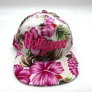 Hollywood Women's Pink Floral Hat Snapback Tropical Caps
